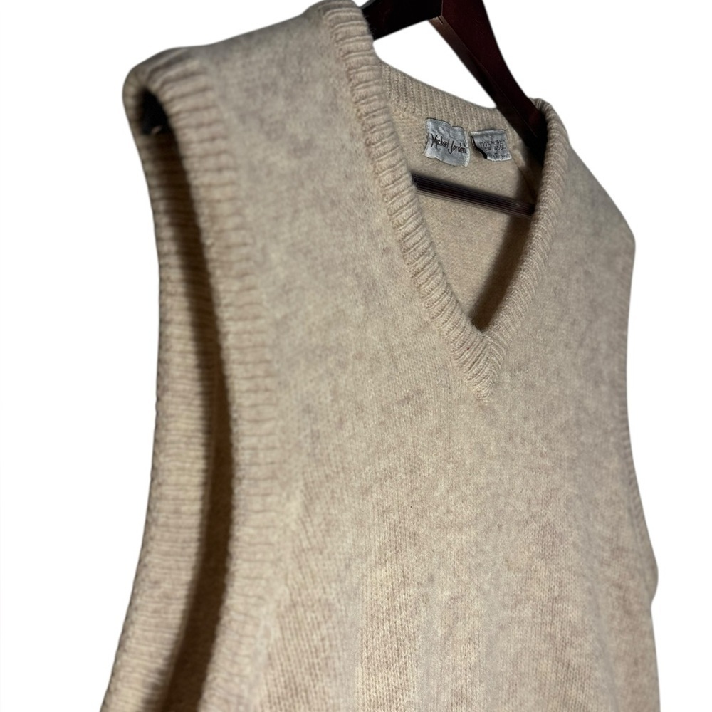 Michael Jordan cream sweater vest 100% pure new Wool Size Large VTG Y2K - Picture 5 of 13